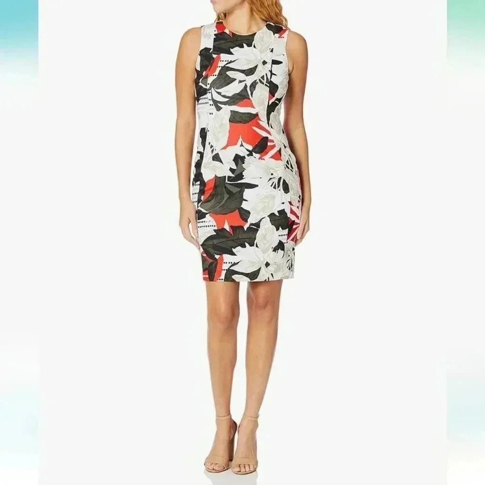 Calvin Klein Women's Printed Scuba Sheath Dress